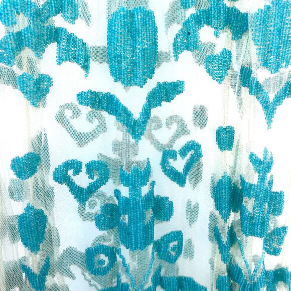 New Vero Alfie Vestido Camobriu Beaded Mesh Maxi Dress Mermaid Small Sheer - Picture 6 of 7